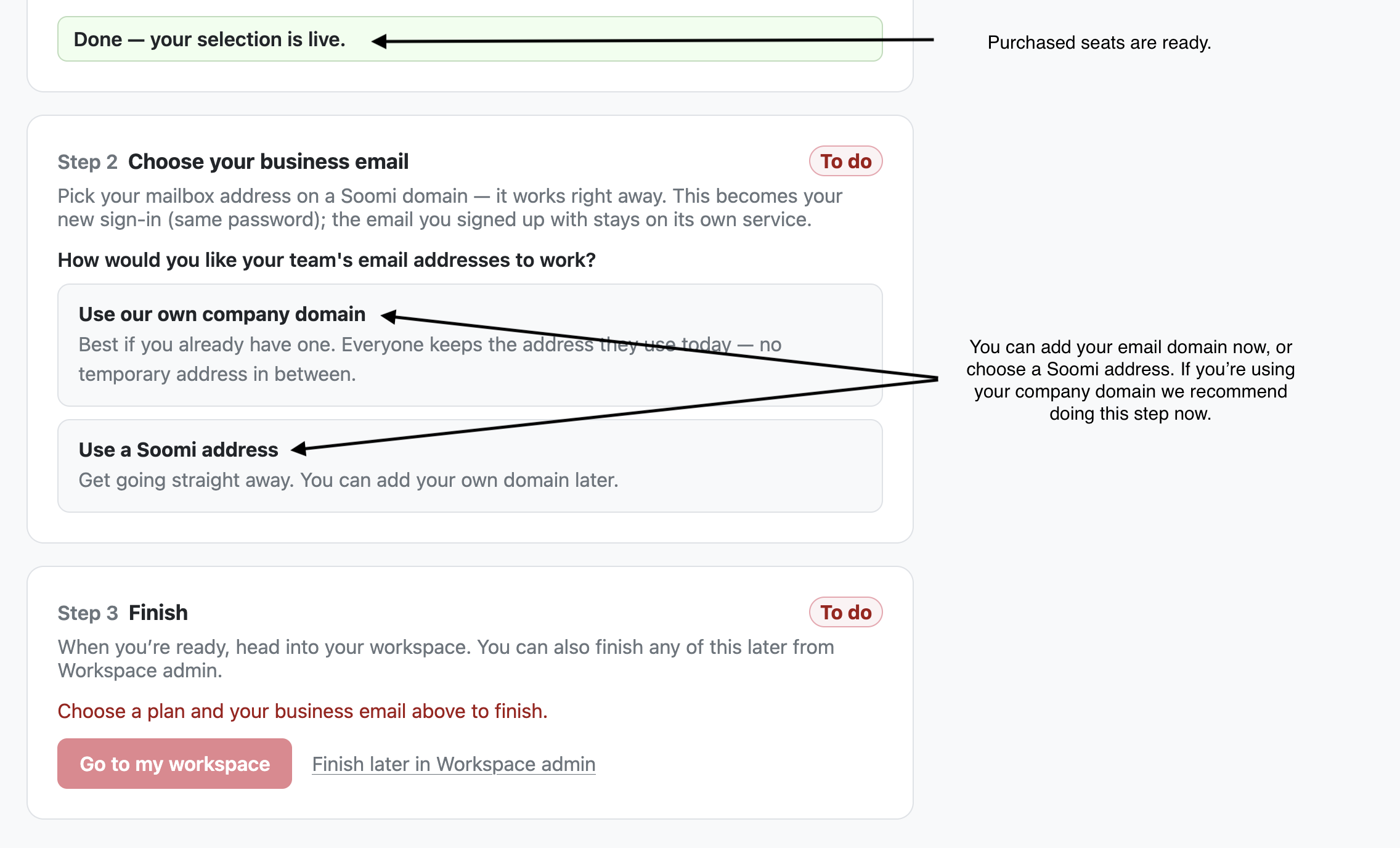 Choose your business email